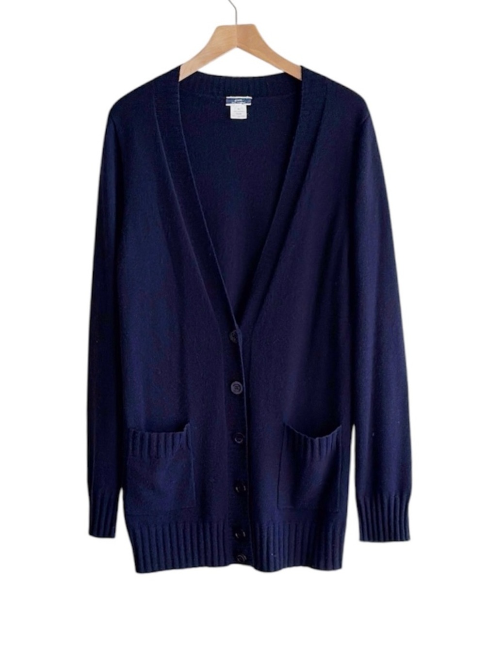 J. Crew cashmere navy blue long boyfriend cardigan sweater size XL extra large